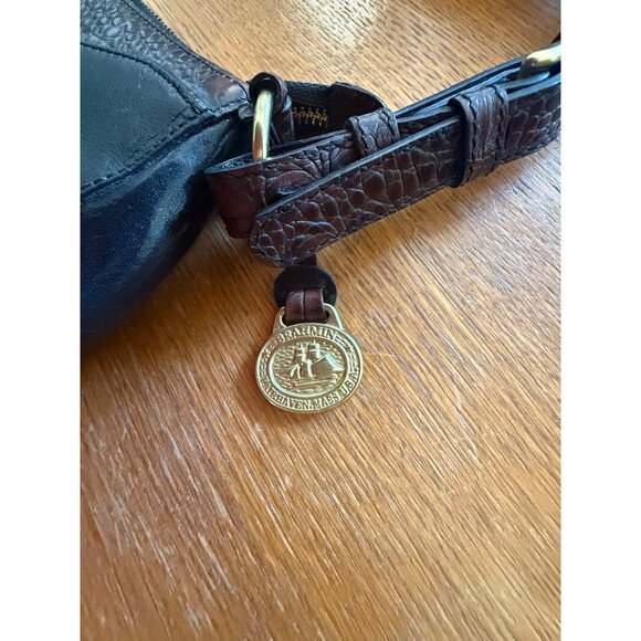 Brahmin Vintage Black and Brown Marcy Tuscan Croc Baguette Handbag - Picture 4 of 7